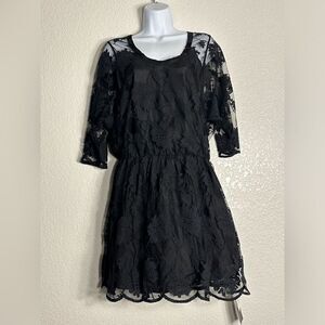 MASON by Michelle Mason Blk Fairy Grunge Lace‎ Sheer Gothic Floral Punk dress 10